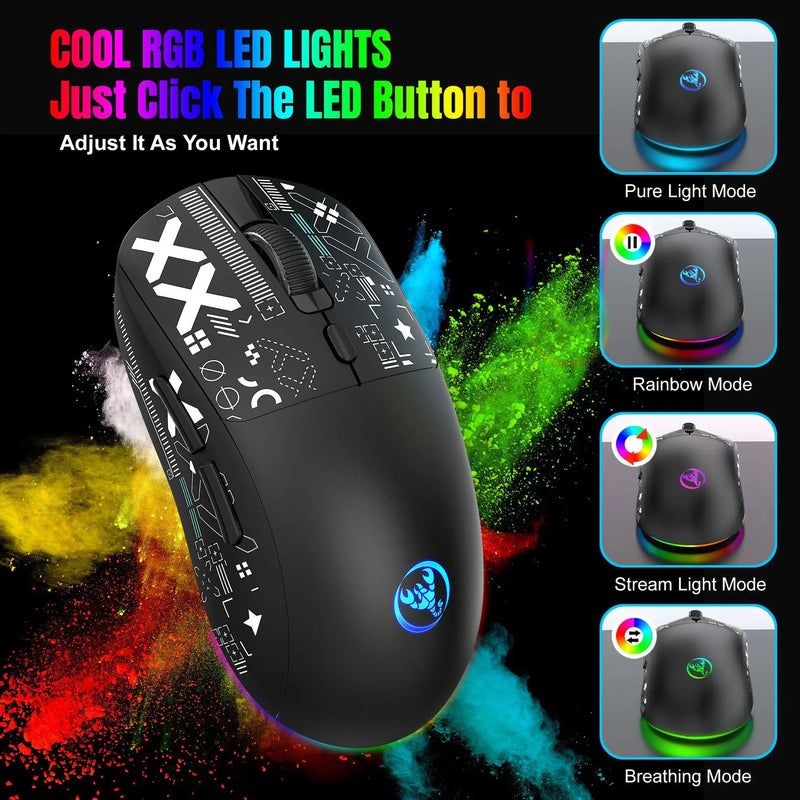 3 Modos Bluetooth Gaming Mouse Recarregável 2.4G USB Sem Fio RGB Backlight Mouse para iPad Tablet Laptop Computador