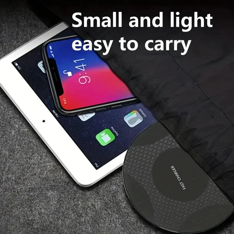 10W Wireless Charger Pad Stand Desktop Ultra-fino Celular Estação de Carregamento Rápido para iPhone 14 13 12 11 Samsung Xiaomi