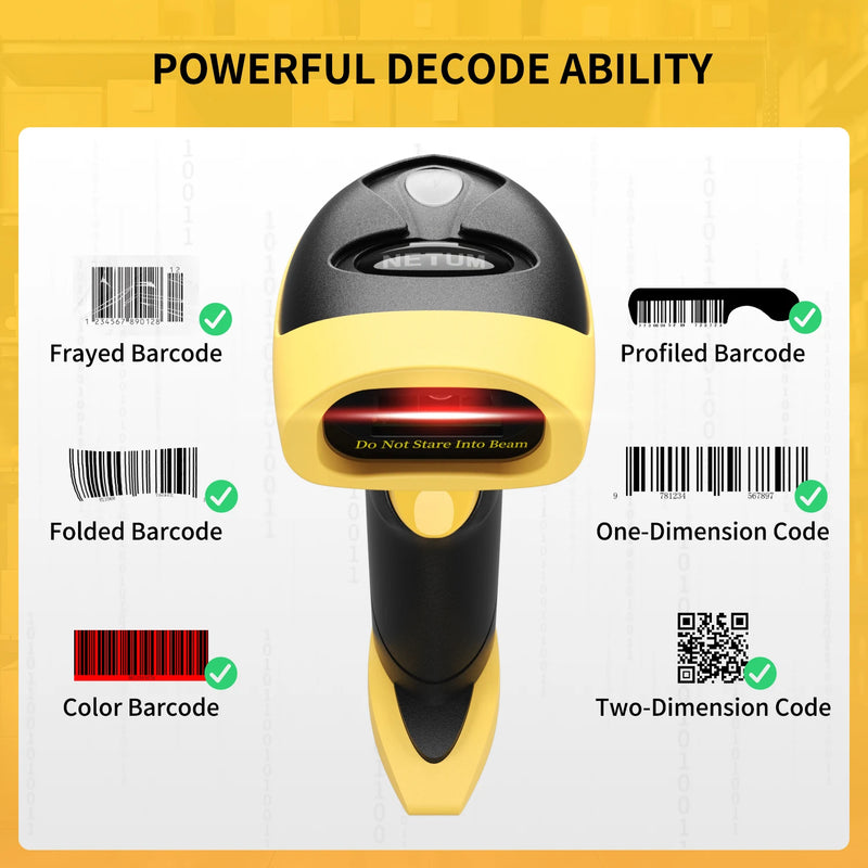 NETUM L8BL Blueooth Wireless 2D Barcode Scanner and L5 Wired QR Barcode Reader PDF417 Automatic Sensing for Pos Scanning