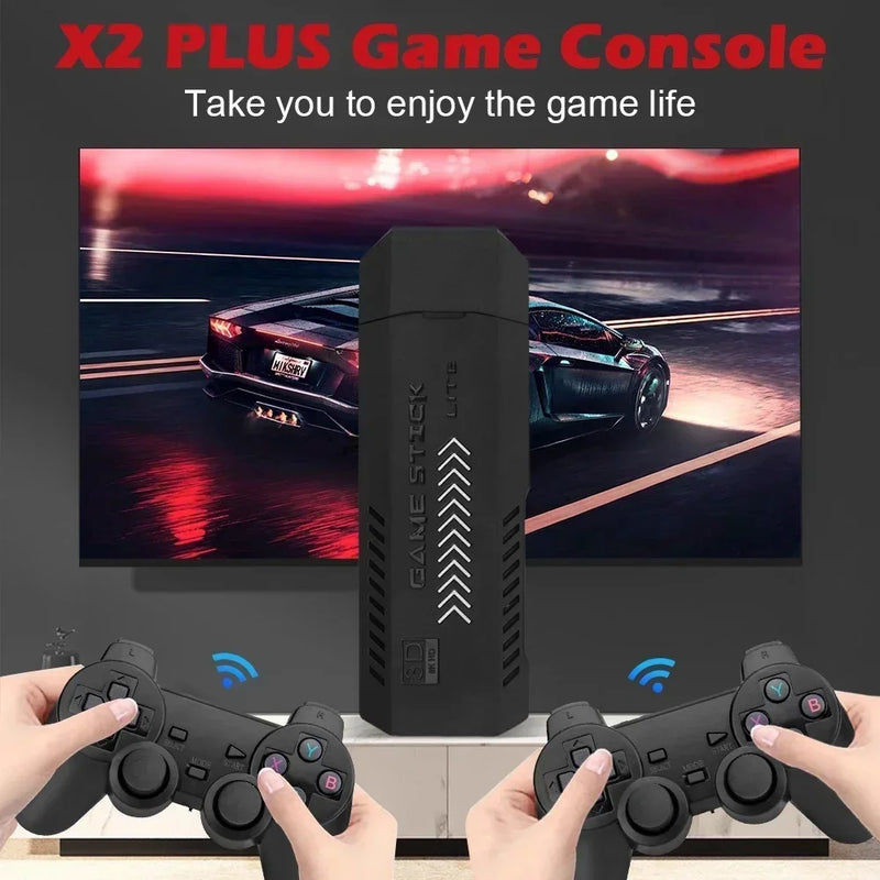 X2 Plus 256G 50000 Game GD10 Pro 4K Game Stick 3D HD Retro Video Game Console Wireless Controller TV 50 Emulator For PS1/N64/DC