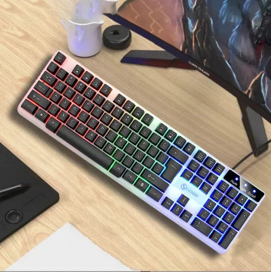 Doctor Denton Floating Rainbow Backlight Wired Keyboard Mouse Set DIY Computer Assembly Adequado para jogos de escritório