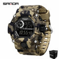 SANDA 2183 Electronic Watch Fashion Military Camo Waterproof Outdoors Sports Digital Display Silicone Strap Wristwatchs for Men