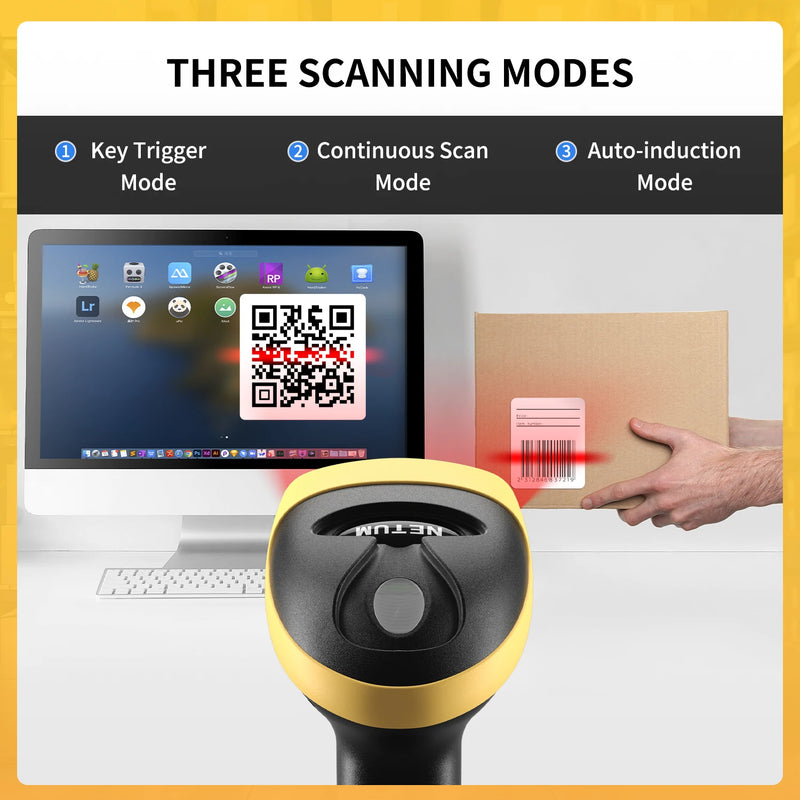 NETUM L8BL Blueooth Wireless 2D Barcode Scanner and L5 Wired QR Barcode Reader PDF417 Automatic Sensing for Pos Scanning