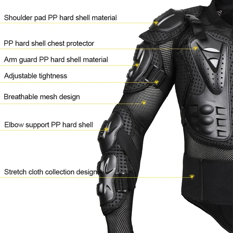 Motorcycle Full Body Armor Jacket spine chest protection gear Motocross Motos Protector Motorcycle Jacket Armour for Men Women