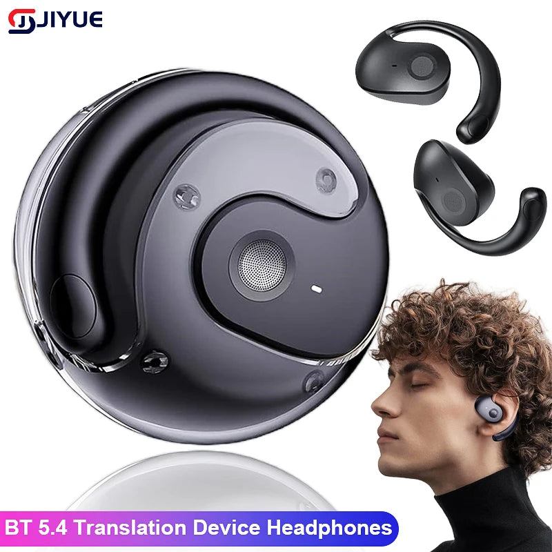 Fones de ouvido Bluetooth 5.4 Gancho de orelha TWS Dispositivo de tradução sem fio Tradutor de voz Fones de ouvido HIFI Som Fone de ouvido Smart HD Chamada