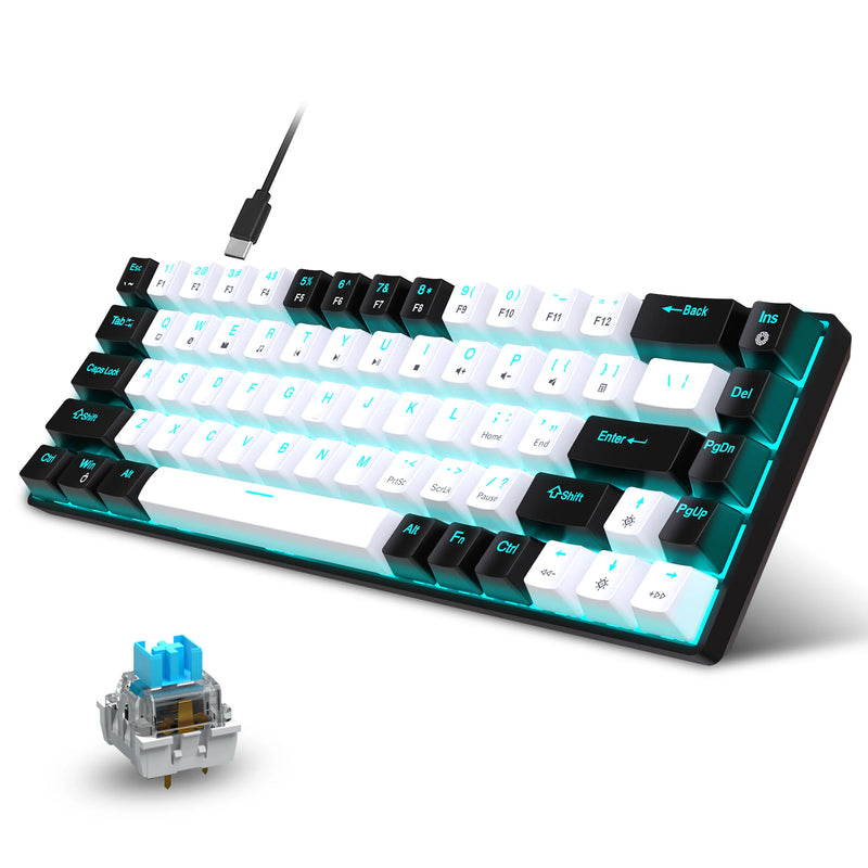 Teclado mecânico de 68 teclas ergonômico RGB retroiluminado LED Hot Swappable Blue Switch teclado para jogos para PC laptop escritório