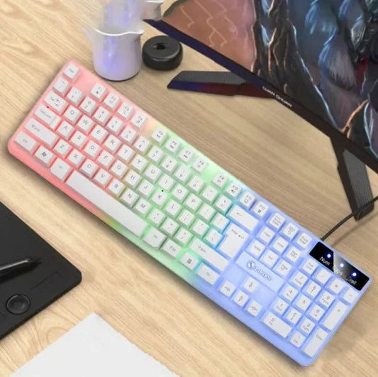 Doctor Denton Floating Rainbow Backlight Wired Keyboard Mouse Set DIY Computer Assembly Adequado para jogos de escritório