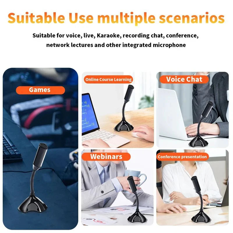 VIKEFON USB Microphone For Laptop And Computer Adjustable Studio Singing Gaming Streaming Mikrofon Stand Mic With Holder Desktop