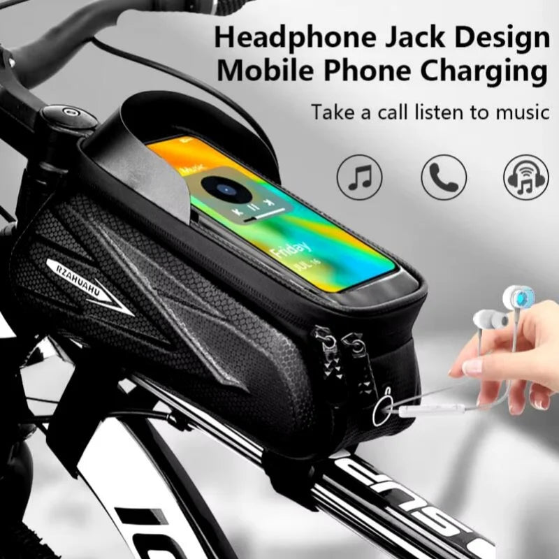 Bolsa de bicicleta para telefone ciclismo tubo frontal superior bolsa de quadro capa à prova d'água armazenamento tela sensível ao toque tubo mtb casca dura bolsa de viga frontal