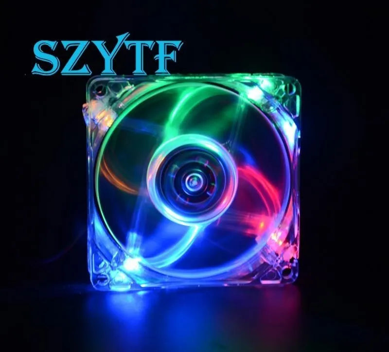 SZYTF  8025 GDT Green Red Bule Four color LED PC Computer Case Brushless Cooling Fan 80mm 8080x25mm 8025S DC 12V 4Pin Cooler