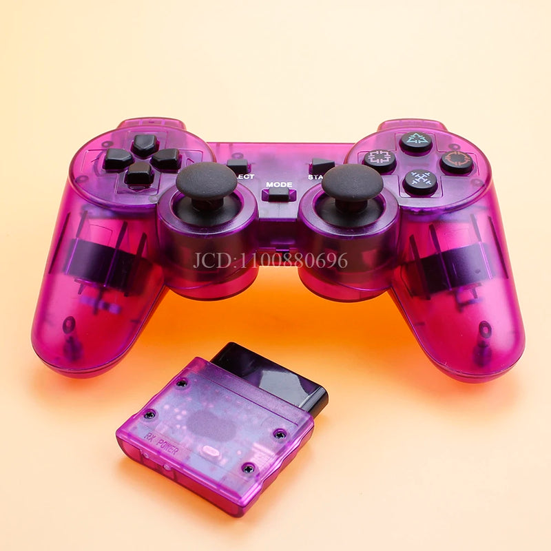 1 Peça 2.4g Controlador de jogo sem fio para ps2 dupla vibração à prova de choque cor transparente controle de jogo bluetooth