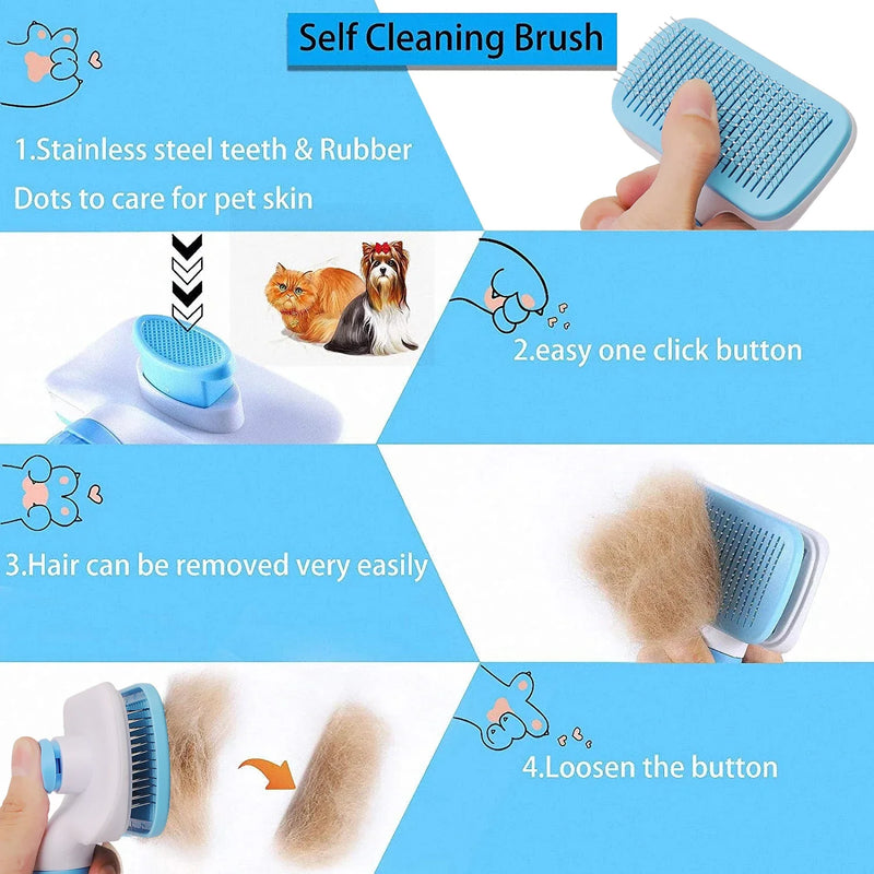 Escova removedora de pelos de cachorro, escova para gato, pente para cuidados e cuidados com pelos de cachorro, pente para cães de pelo longo, remove pelos, limpeza, escova de banho, suprimentos para cães