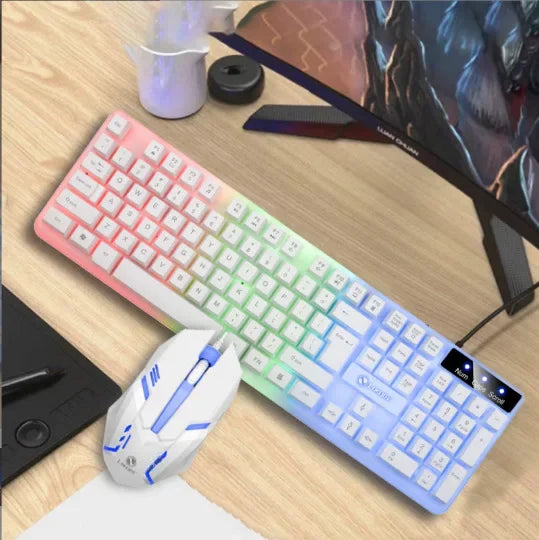 Doctor Denton Floating Rainbow Backlight Wired Keyboard Mouse Set DIY Computer Assembly Adequado para jogos de escritório