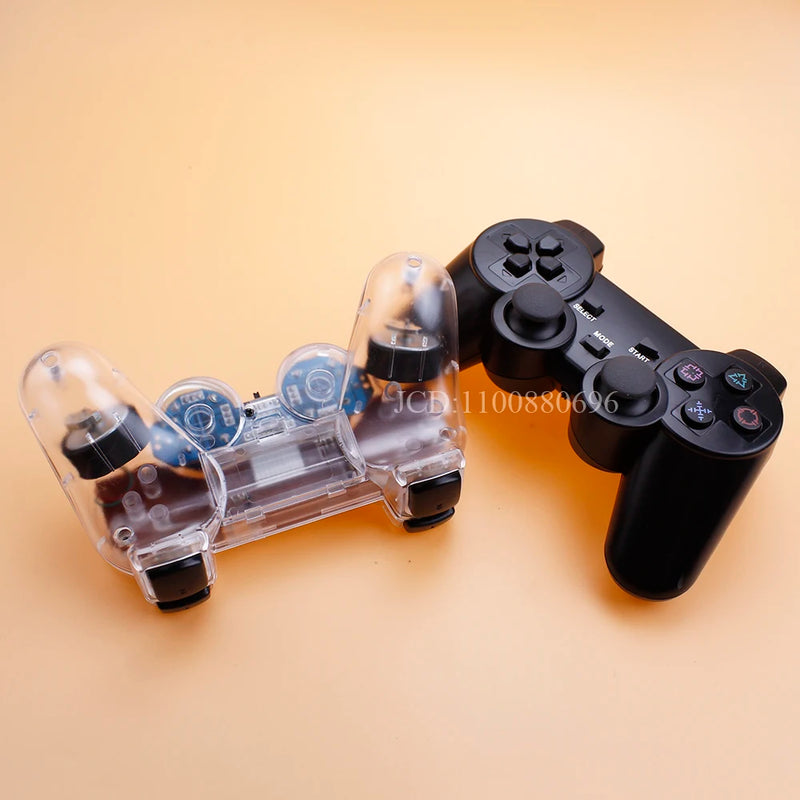 1 Peça 2.4g Controlador de jogo sem fio para ps2 dupla vibração à prova de choque cor transparente controle de jogo bluetooth