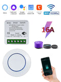 Tuya WiFi Smart Switch 16A RF433Mhz Wireless Mini Round Push Button Switch Alexa Google Assistant Voice Control Activation