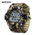 SANDA 2183 Electronic Watch Fashion Military Camo Waterproof Outdoors Sports Digital Display Silicone Strap Wristwatchs for Men