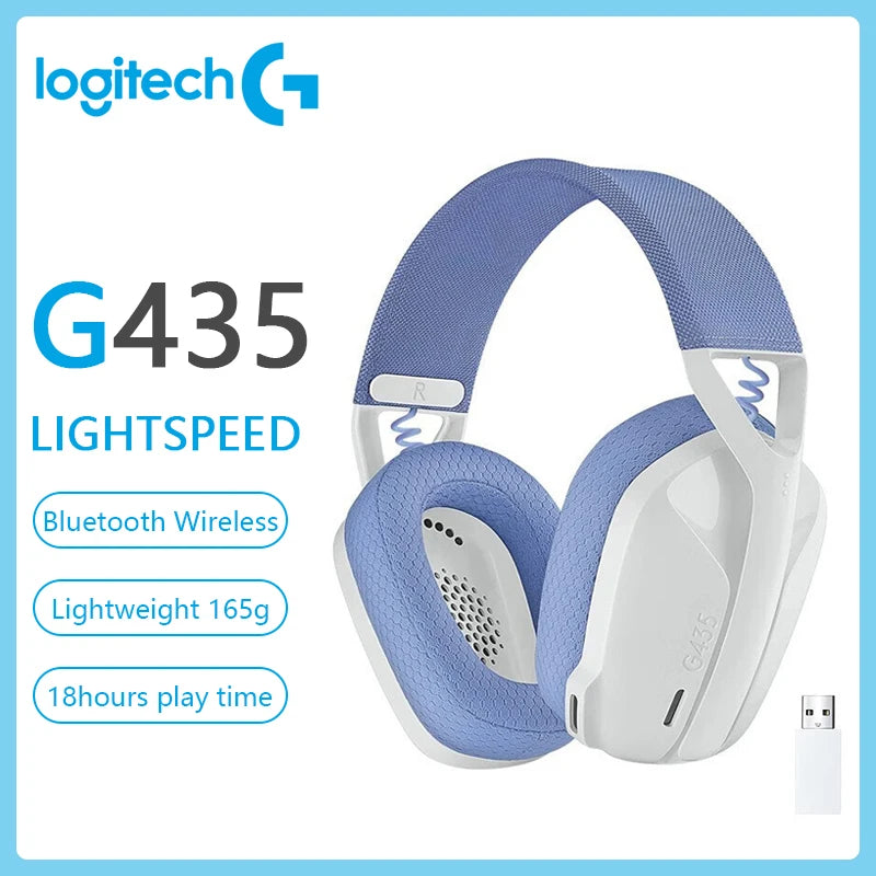 Logitech G435 FONE DE OUVIDO SEM FIO PARA JOGOS LIGHTSPEED 7.1 Surround Sound Microfone embutido Fone de ouvido Bluetooth para PC/PS